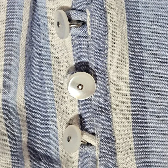 Trendy Easter Spring Veronica Beard Zee Blue White Striped Dress Tiered Ruffle S - Picture 9 of 16